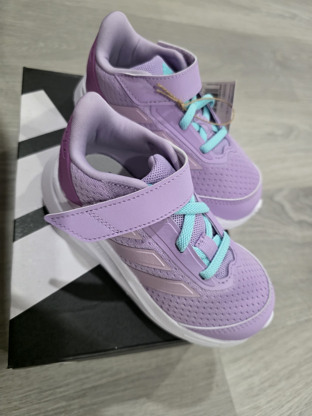 adidas Kids Lavender Sneakers with Aqua Laces